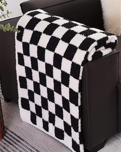 Miniatura 5 de Manta a cuadros súper suave, acogedora y cálida manta de forro polar para sofá y sofá, manta reversible de lujo esponjosa de punto a cuadros en