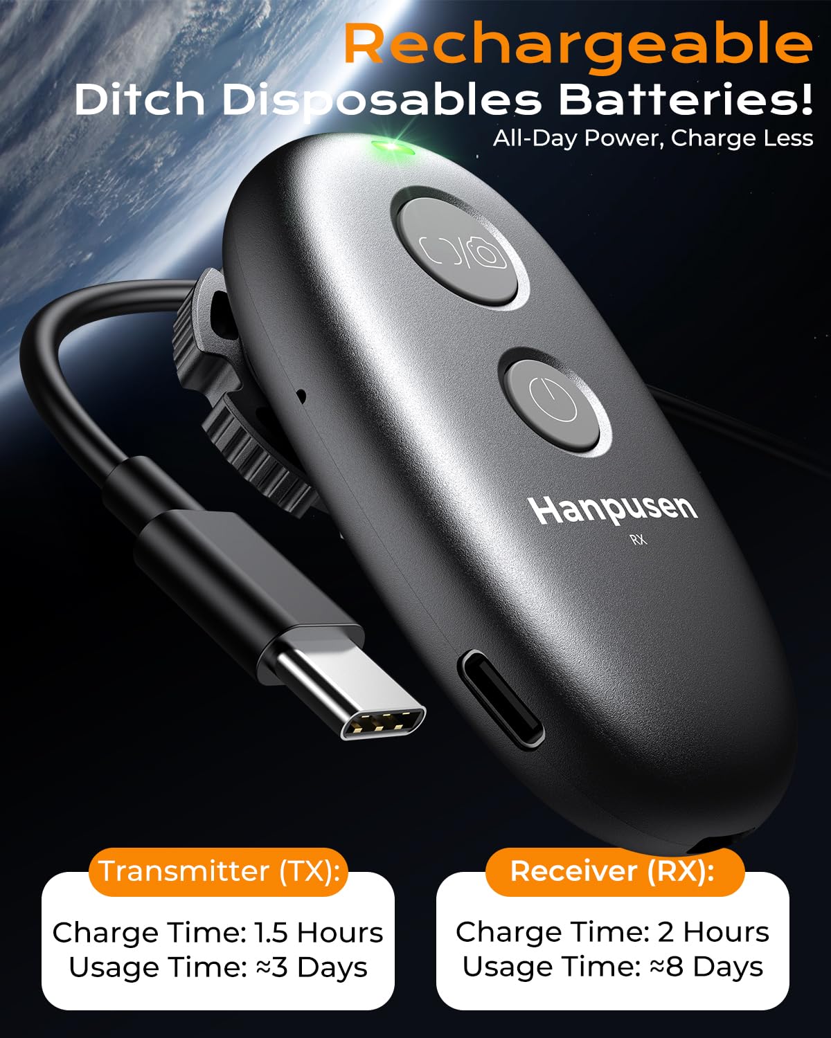 Mando a distancia inalámbrico recargable para cámara Sony | Para Sony A6400/A6700/A6100/A7 IV/A7 III/ZV-1/ZV-E10II/FX3/FX30/FX2/RX100 VII/A7 V/A1 II/A7C II/ZV-E1, sin pilas desechables