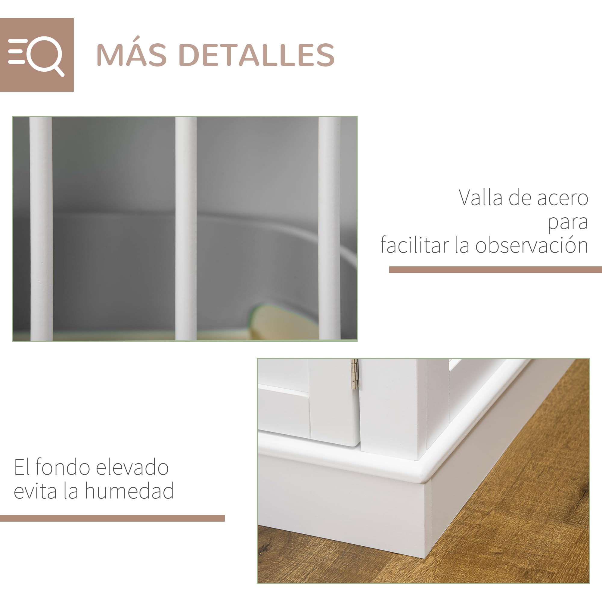 PawHut Jaula para Perros, Mesa Auxiliar, Casa para Mascotas Moderna con 3 Puertas Francés con Cierre Magnético, para Perros Pequeños, 78x53x59,3 cm, Blanco