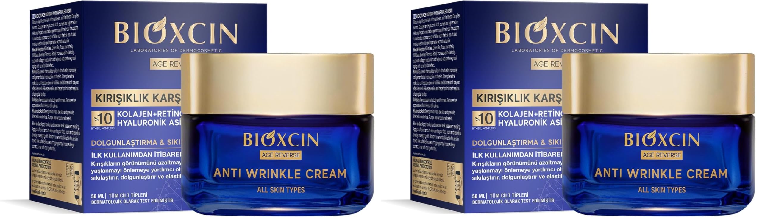 Bioxcin Age Reverse Kırışıklık Karşıtı Gece Kremi 50 ml – Retinol, Kolajen, Hyaluronik Asit ve Bitkisel Kompleks İçerikli – Sıkılaştırıcı ve Dolgunlaştırıcı Etki (2 paketi)