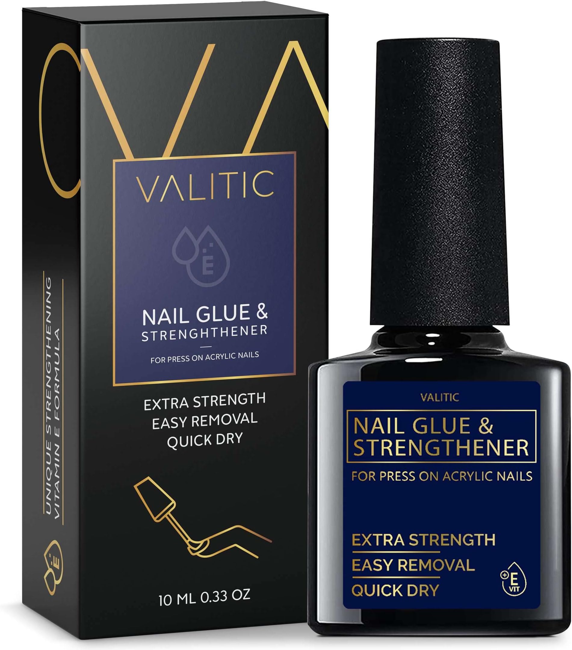 Strong Nail Glue and Strengthener - Quick Dry Brush On Gel for Long Lasting Nails - Adhesive Bond for False Nails - Strengthener for Nail Tips - 1 Pack