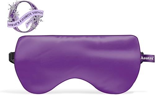 Miniatura 2 de ASUTRA Paquete de 3 productos para dormitorio, máscara de ojos de seda morada rellena de lavanda y semillas de lino, loción de melatonina con