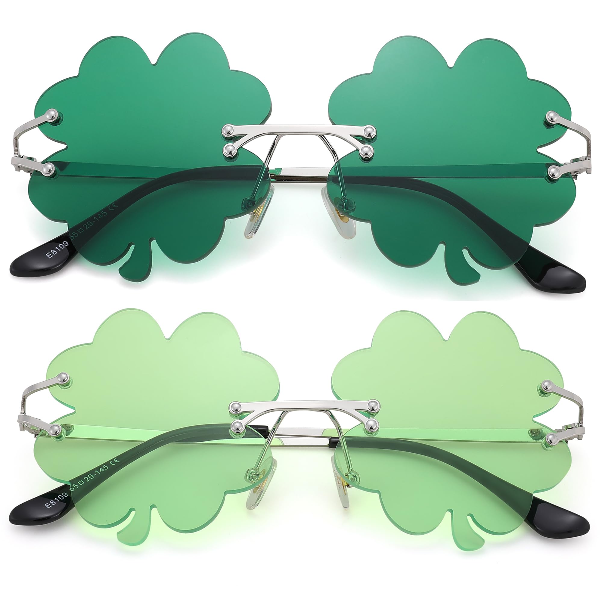 St Patricks Day Accessories Shamrock Sunglasses - Irish Clover Four Leaf Green Lens Costume Glasses