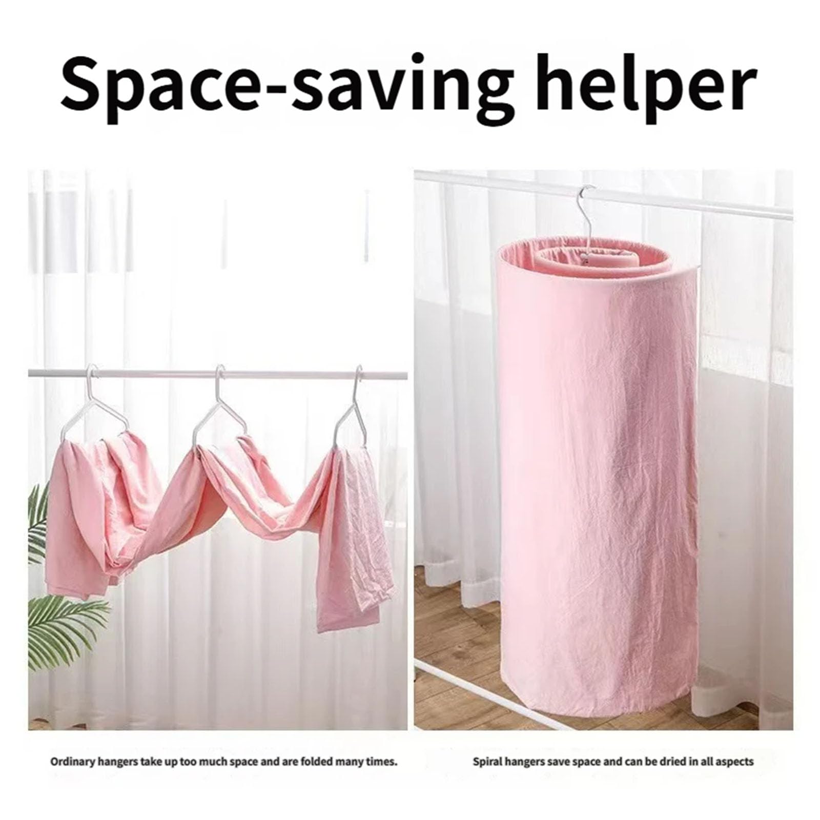Lot de 2 séchoirs en acier inoxydable en forme de spirale pour draps de lit, cintres en spirale en acier 304 avec rotation à 360°, étagère à linge peu encombrante pour couvertures, couvre-lits