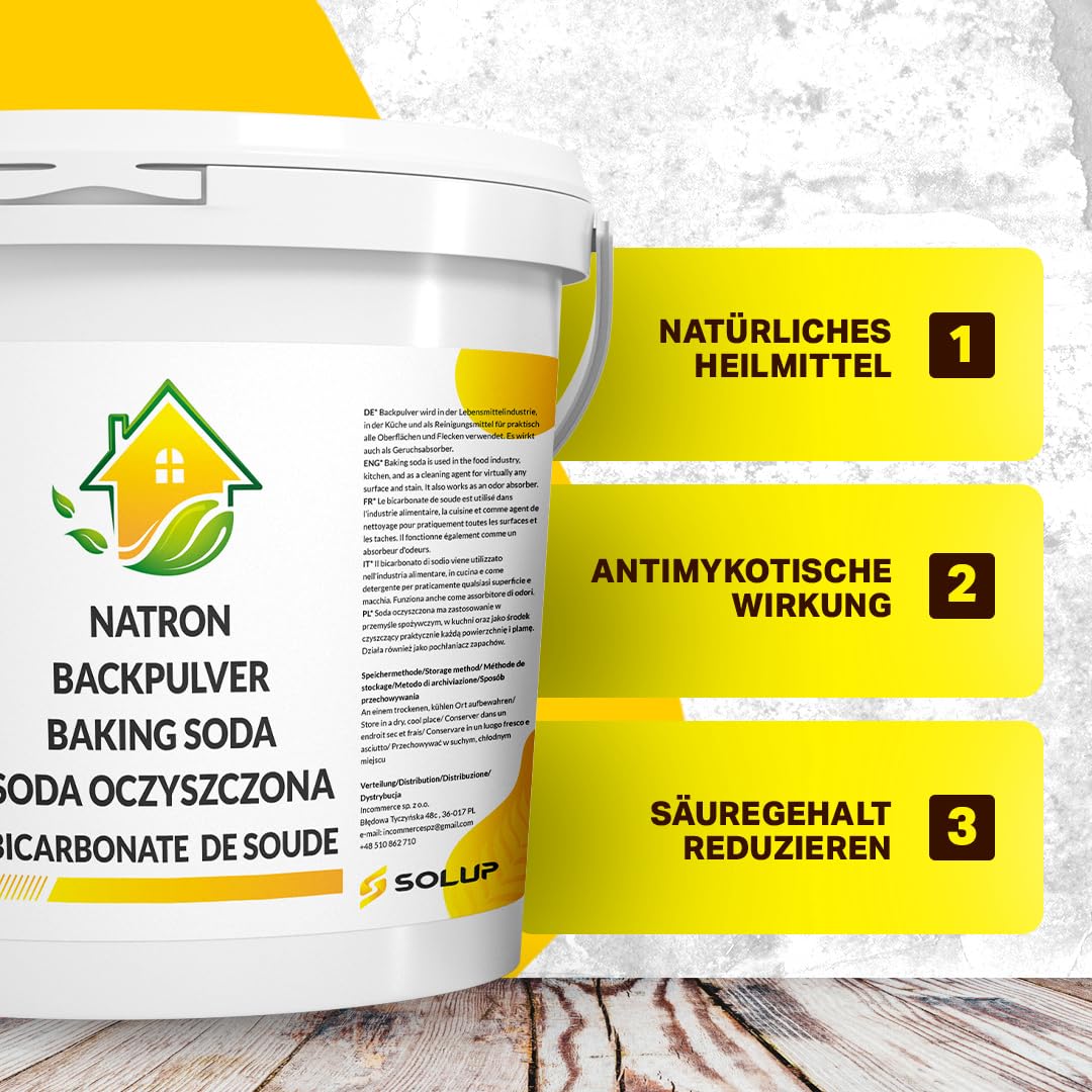 SOLUP Bicarbonate de soude alimentaire 8 kg en poudre pour ménage dent piscine linge blanc cristaux de soude percarbonate de sodium baking soda