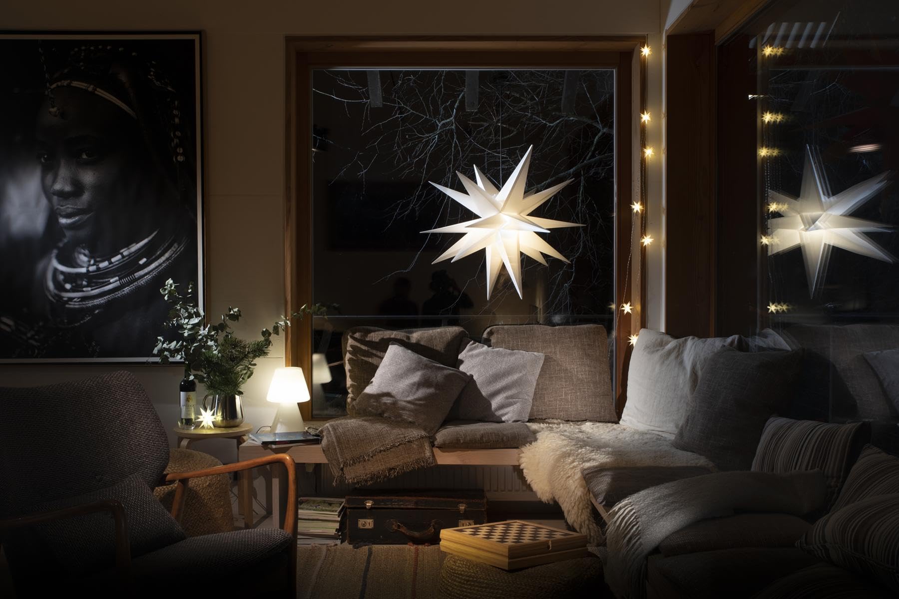 ZICOM LED Dekostern Weihnachtsstern Stern mit 18 Zacken wetterfest, weiß Ø 40cm Innen und Außen für Weihnachten, Hochzeiten, Party, Dekoration, Geschenkidee, 230V 50Hz, LxBxH 40x40x40cm