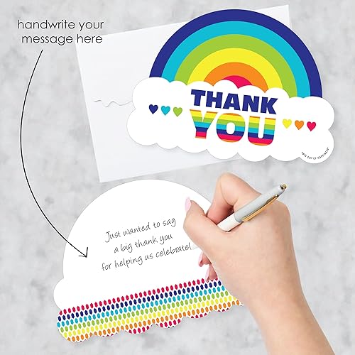 Miniatura 2 de Big Dot of Happiness Love is Love - Tarjetas de agradecimiento con forma de orgullo gay - LGBTQ Rainbow Party Tarjetas de agradecimiento con sobres,