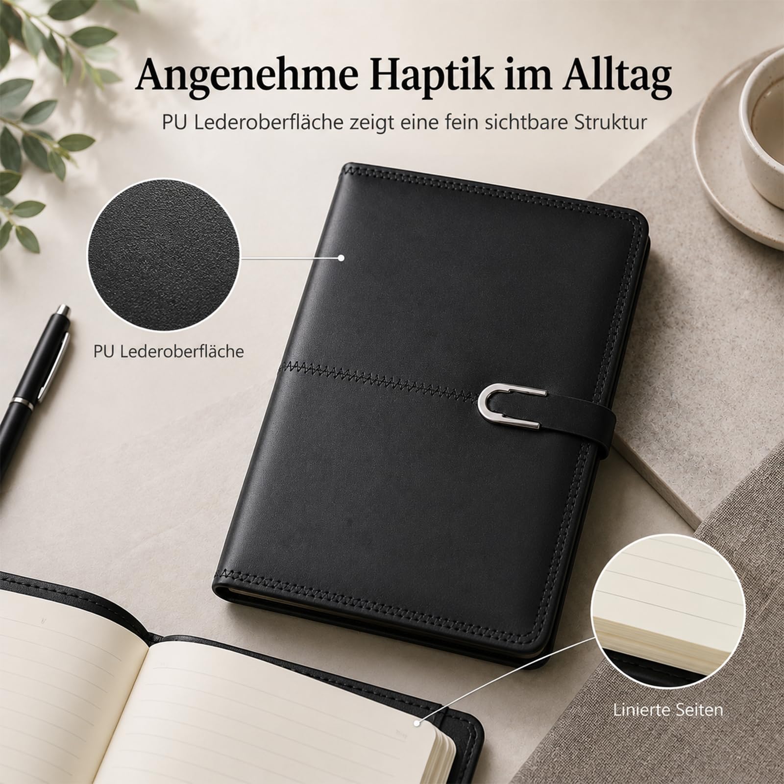 10 Stück Notizbuch Personalisiert mit Namen Benutzerdefiniert Buch | B6 | PU-Lederoberfläche | 216 Seiten | Linierte Blätter | Cremefarbenes Papier | Für Büro, Uni & Alltag | UV-Druck