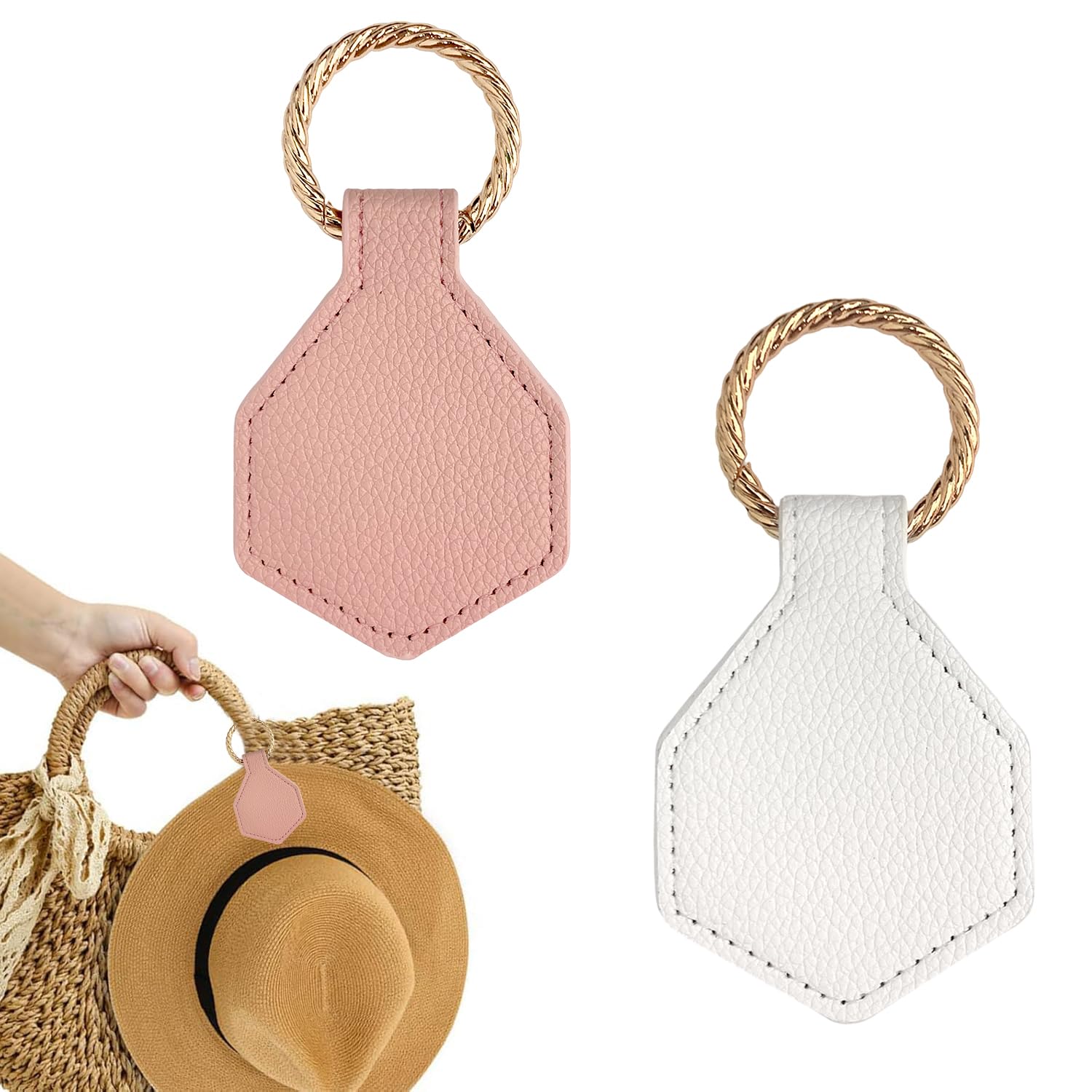 Clip Magnetiche Per Cappello SAVITA | 2 Pezzi | In Pelle Con Anello Esagonale | Per Borsa E Viaggio