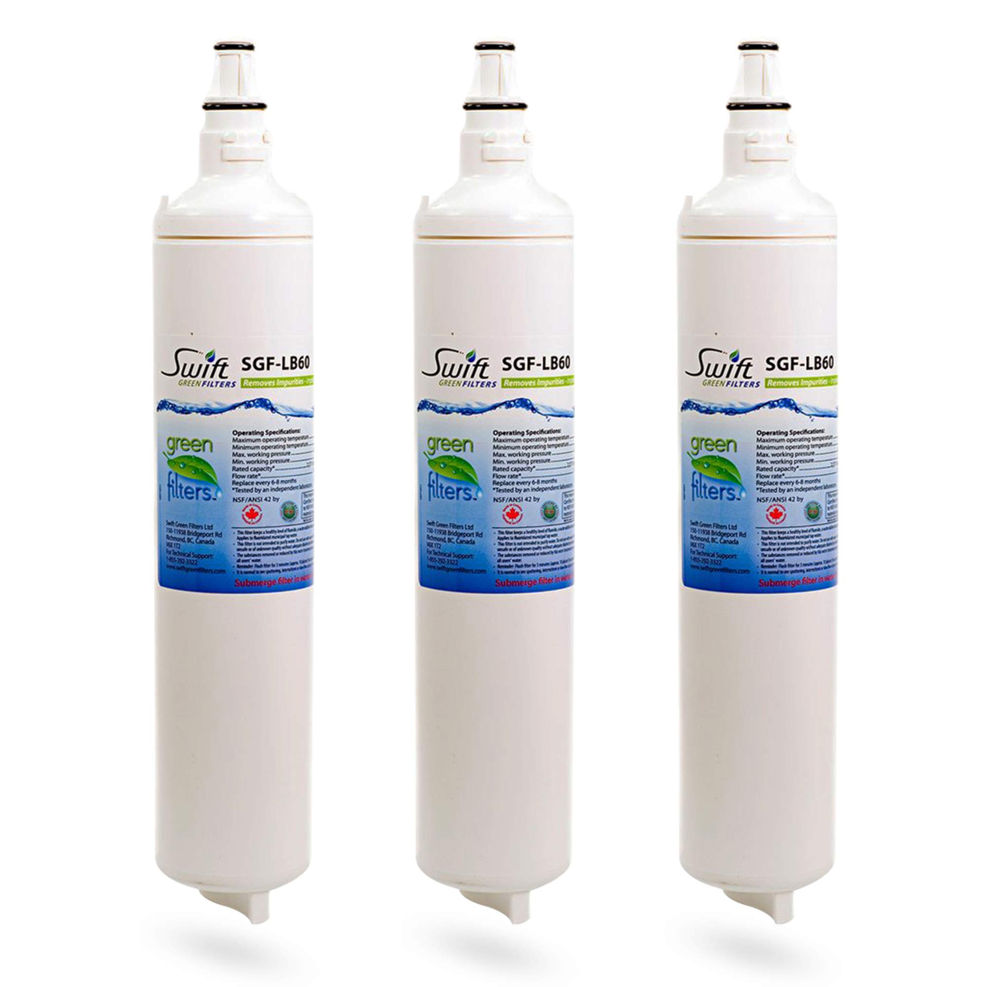 Swift Green Filters SGF-LB60-3 - Filtro dell'acqua Refrigerator, confezione da 3