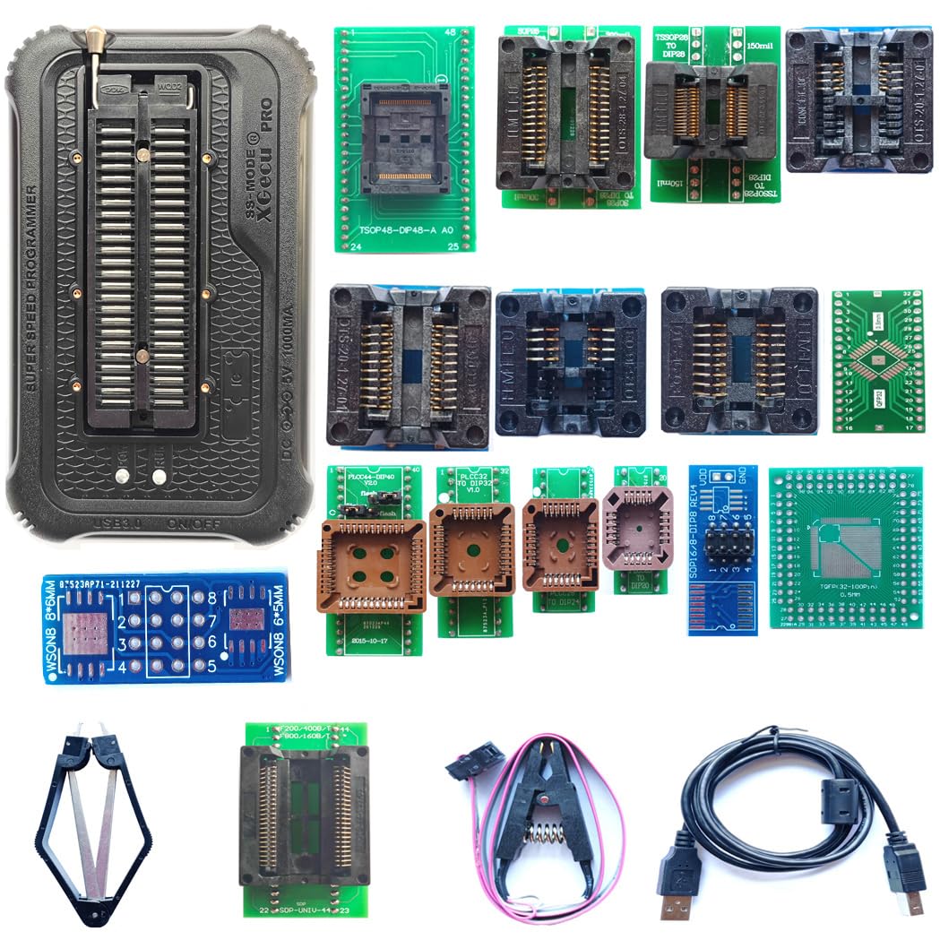 T76 Programmer 15 Adapters Compatible with XGecu T56 T48 TL866II Replacement Support Eprom ISP IC Chip SOP PIC NAND Flash EMMC QFN QFP GAL CPLD VGA BGA Socket