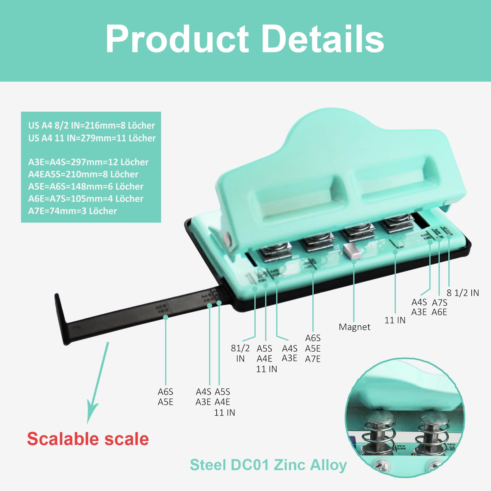 Mushroom Discbound Hole Punch, 4 Hole Puncher for Dics Bound Planner Notebooks, Scrapbooks & Crafts, Green - Image 4
