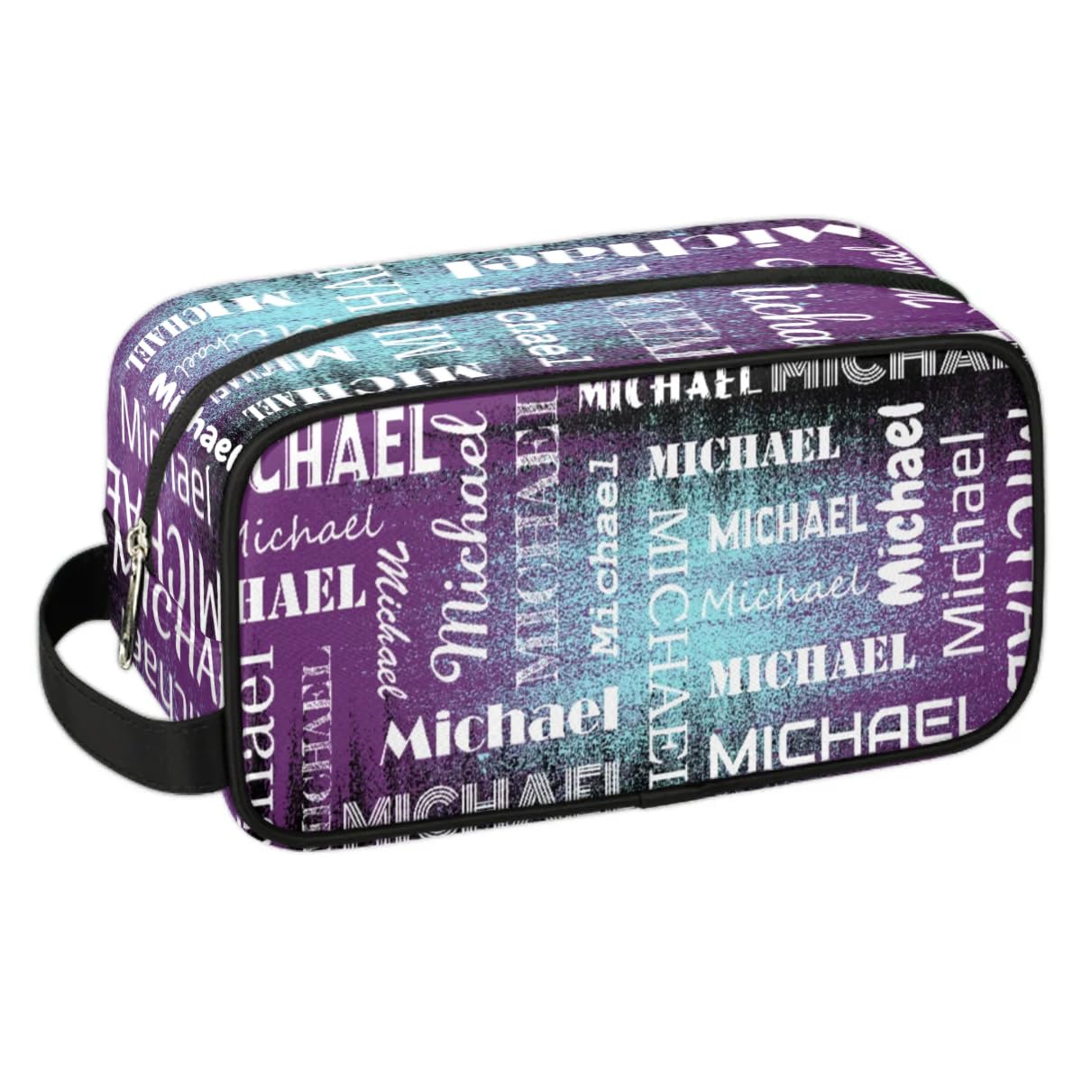 CURLYOOT Personalized Toiletry Bag, Custom Name Makeup Bag Travel Makeup Organizer Case, Customized Cosmetic Bag with Name for Men Women Team, Purple