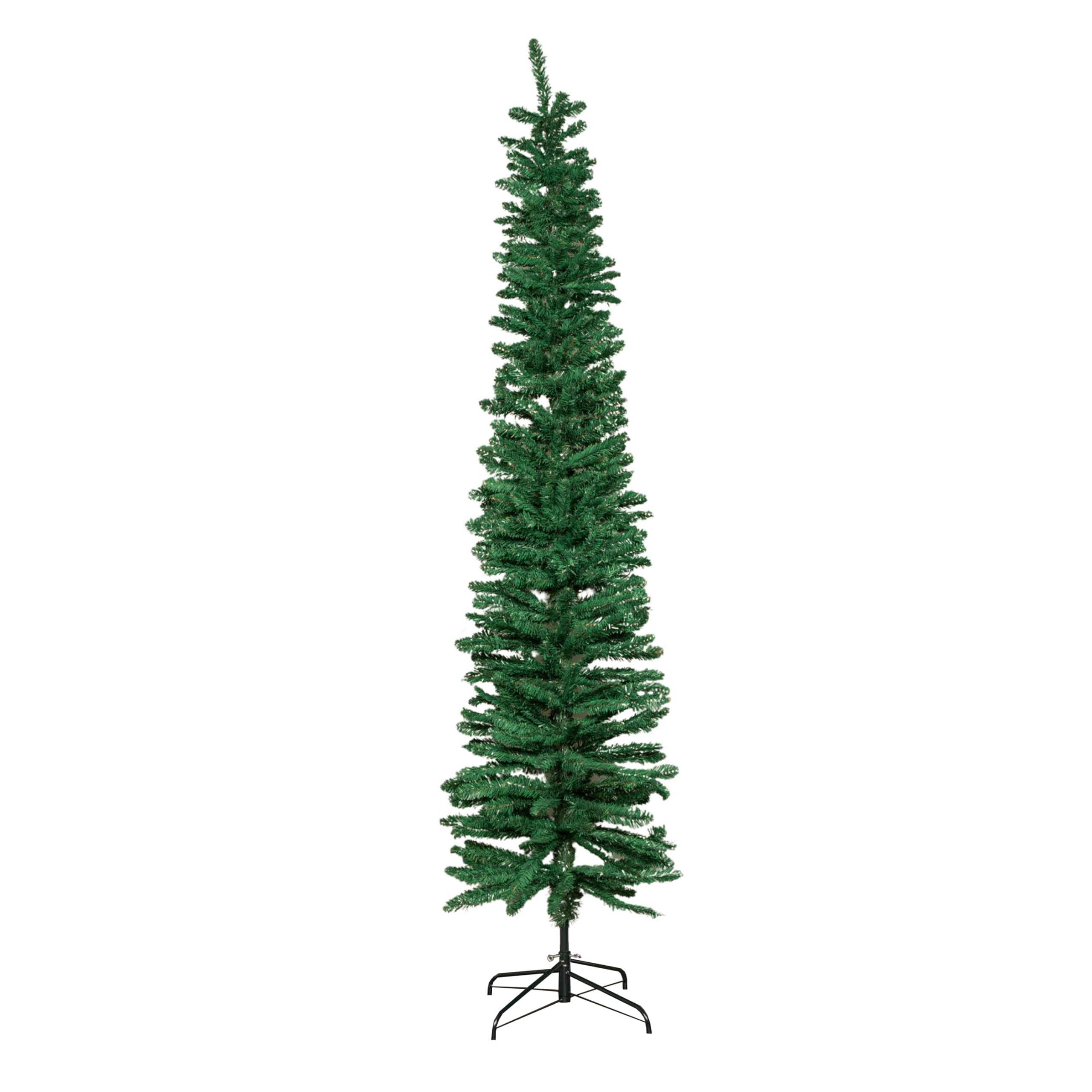 Samuel Alexander Green 8Ft (2.4M) Artificial Pencil Christmas Tree With Metal Stand And 460 Tips