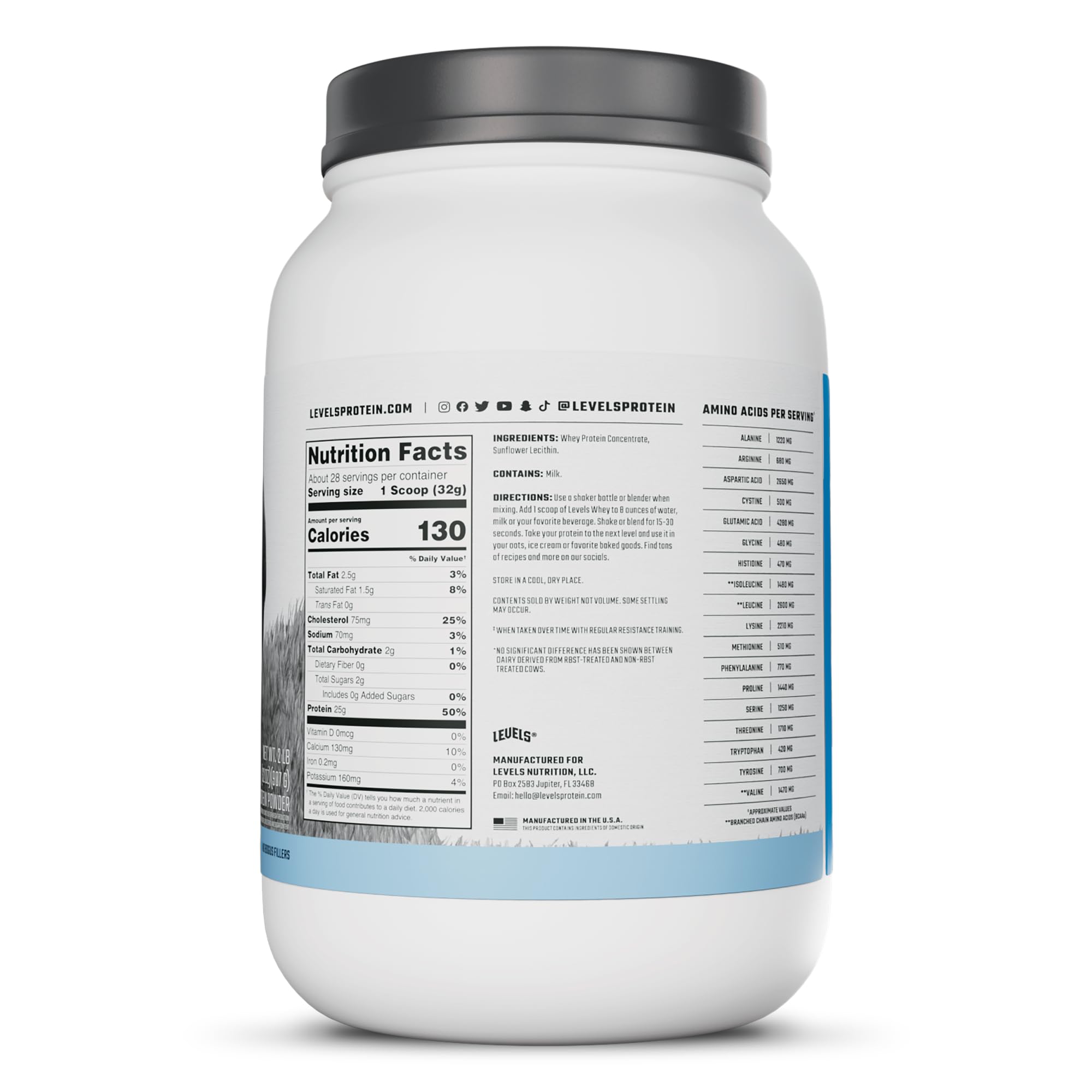 Levels Whey Protein Powder, No Artificial Ingredients, Unflavored, 2LB — Amazon image 8