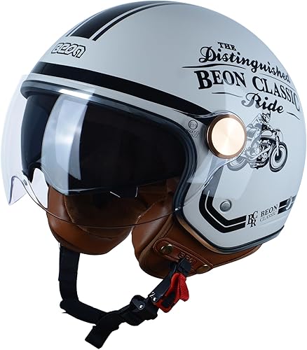 Miniatura 10 de Casco de motocicleta de cara abierta para adultos, aprobado por DOT, casco retro Vespa 34, doble visera, casco de motocicleta para hombre y mujer,