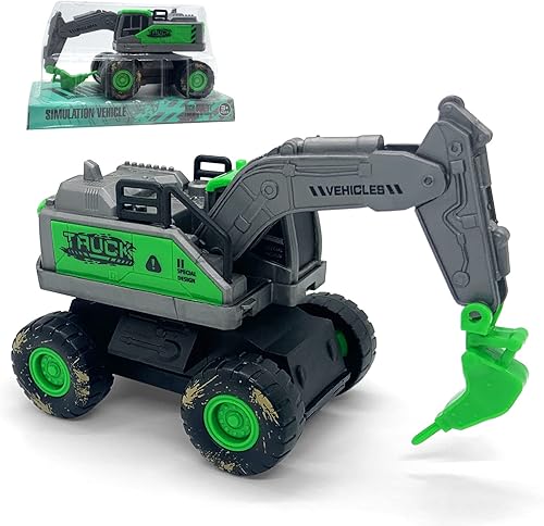 Boersma Juguetes de excavadora de construcción para niños de 3 años, camiones de juguete para niños pequeños, juguetes de vehículos de construcción