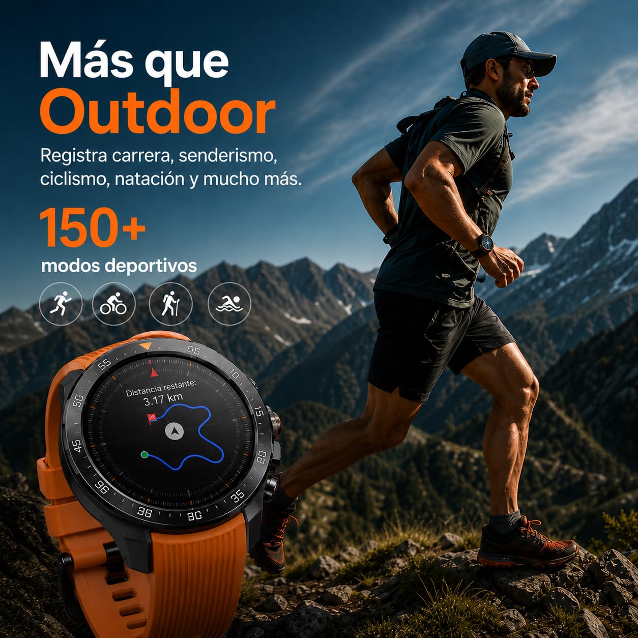 Mibro GS Explorer S Reloj Inteligente Deportivo para Hombre, Bisel de Cerámico, 10atm Resistente al Agua, Batería hasta 20 Días, Pantalla AMOLED, 150+ Deportes, GPS Smartwatch para Android iPhone