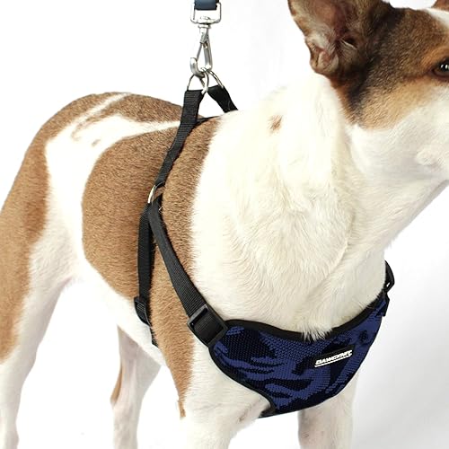 DawgKnit Arnés para perro sin tirones, arnés ajustable con hebilla de liberación rápida y accesorio de doble anillo para todas las razas, talla S,