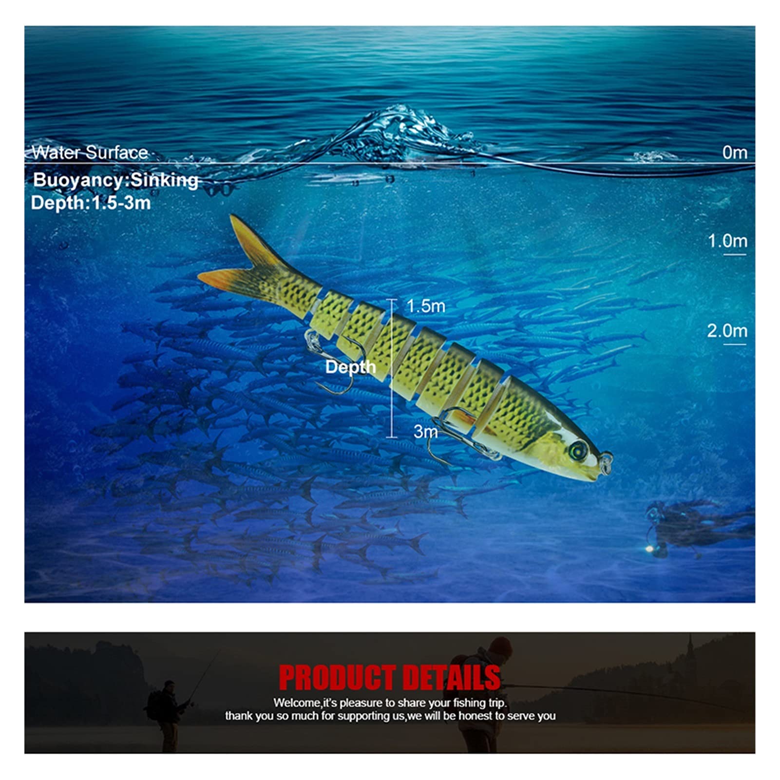 Kunstköder Angelköder Multi Gelenkend Sinking Wobblers Locken Köder Swimbait Harte Köder Angelgerät Für Bass 6 stücke Kunstköder Gummifische
