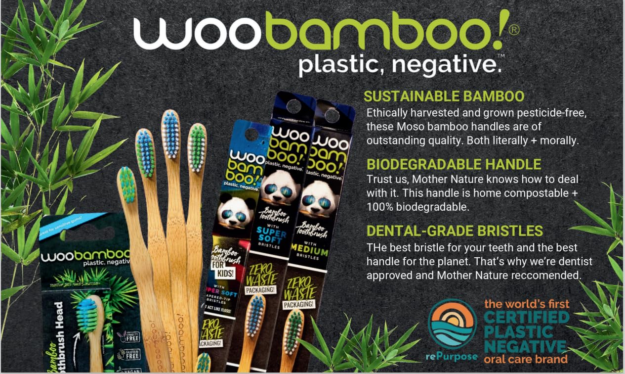 WooBamboo! Reemplazo de cabeza de cepillo de dientes eléctrico de bambú, ecológico, biodegradable, vegano