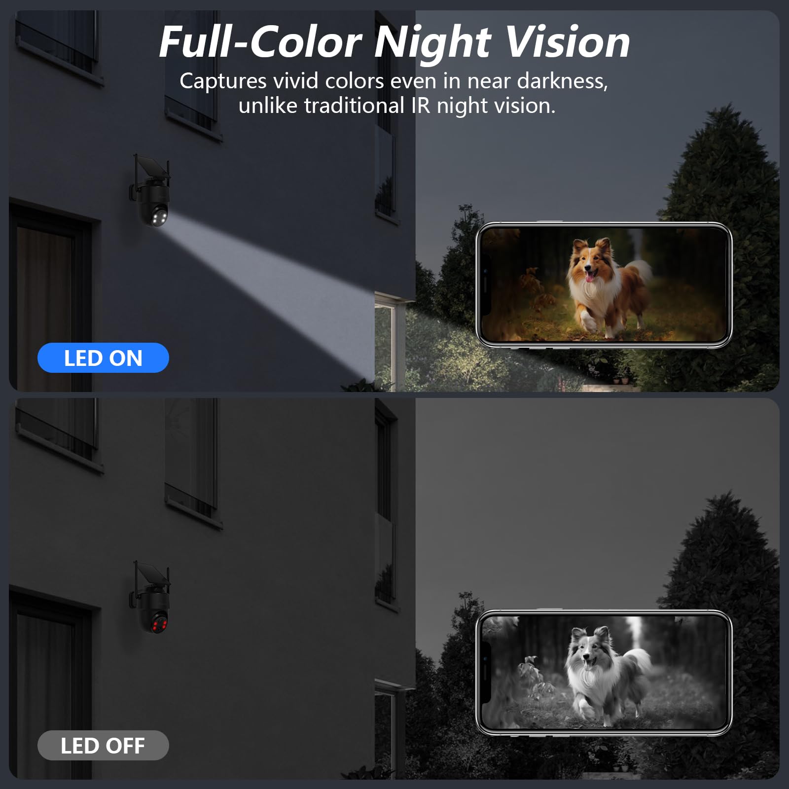 GALAYOU 2K Camera Exterieur sans Fil - Caméra de Surveillance Extérieur avec Panneau Solaire, PIR Alerte Instantanée, Détection Humaine AI, Vision Nocturne en Couleur, Audio Bidirectionnel, R1 (Noire)