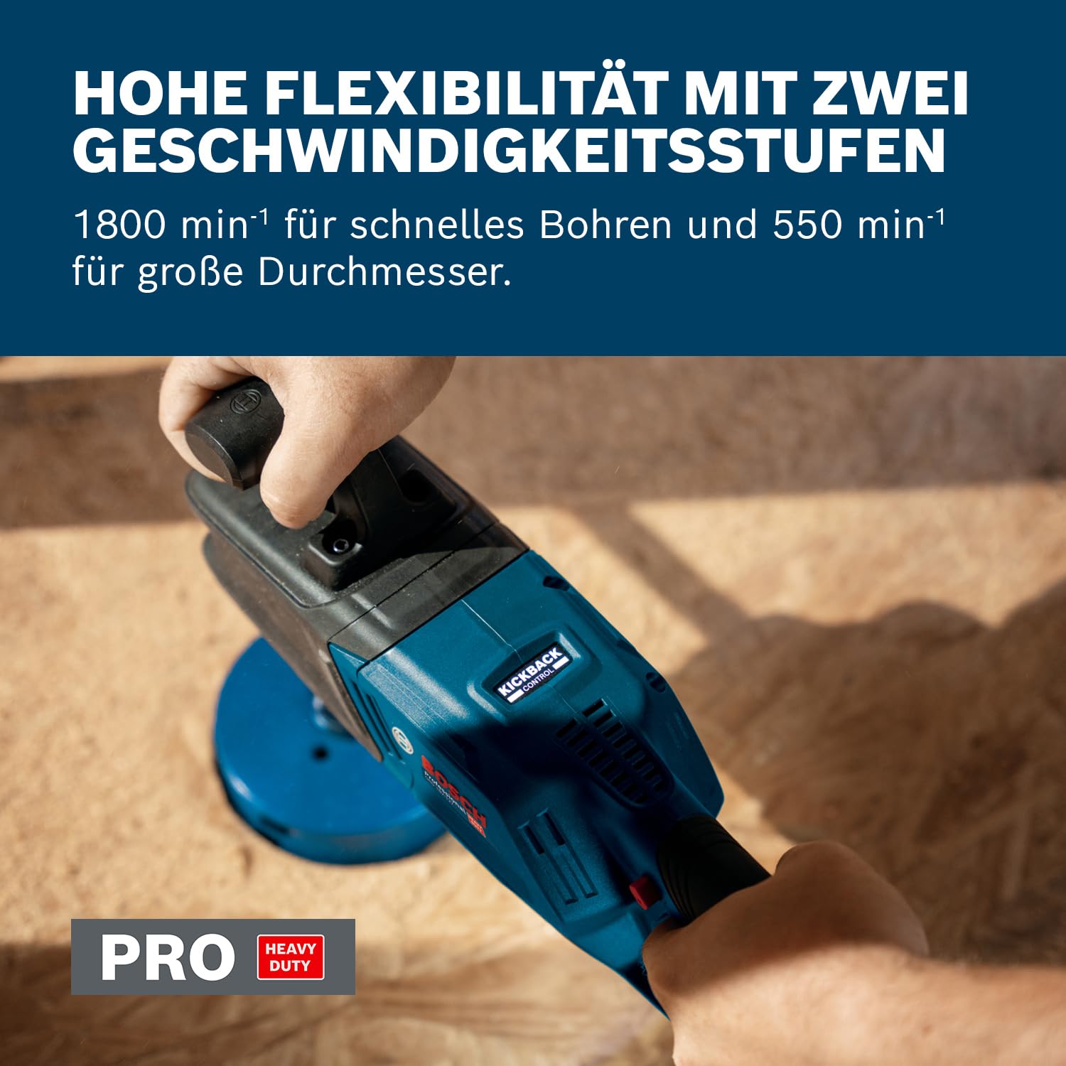 Bosch Professional 18V System Akku-Winkelbohrmaschine GRD 18V-127 (65 Nm weiches Drehmoment, bürstenloser Motor, 2 Geschwindigkeitsstufen: schnelle Roharbeiten 1.800 min⁻¹, langsame Stufe 550 min⁻¹)