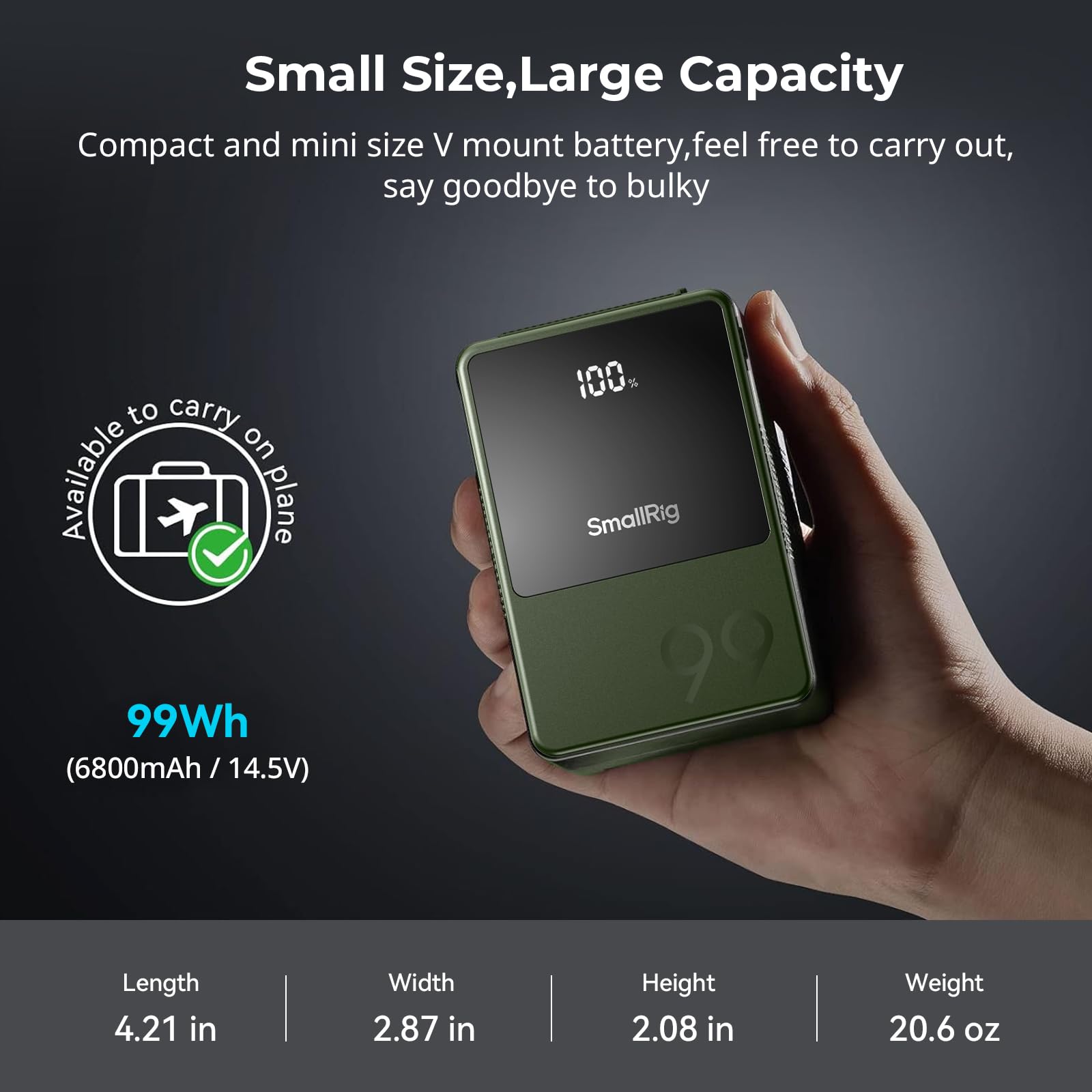 SMALLRIG VB99 V Mount 99Wh 6800mAh PD 100W D-Tap OLED Vert