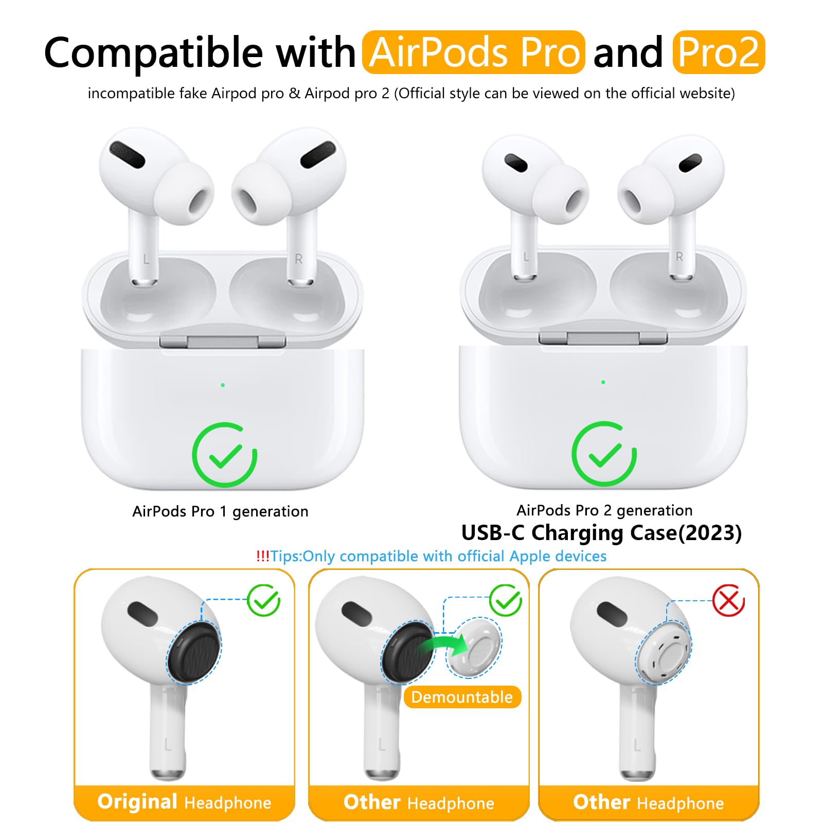 Amazon.com: 3-Pairs Replacement Ear Tips for AirPods Pro 2nd/1st  
