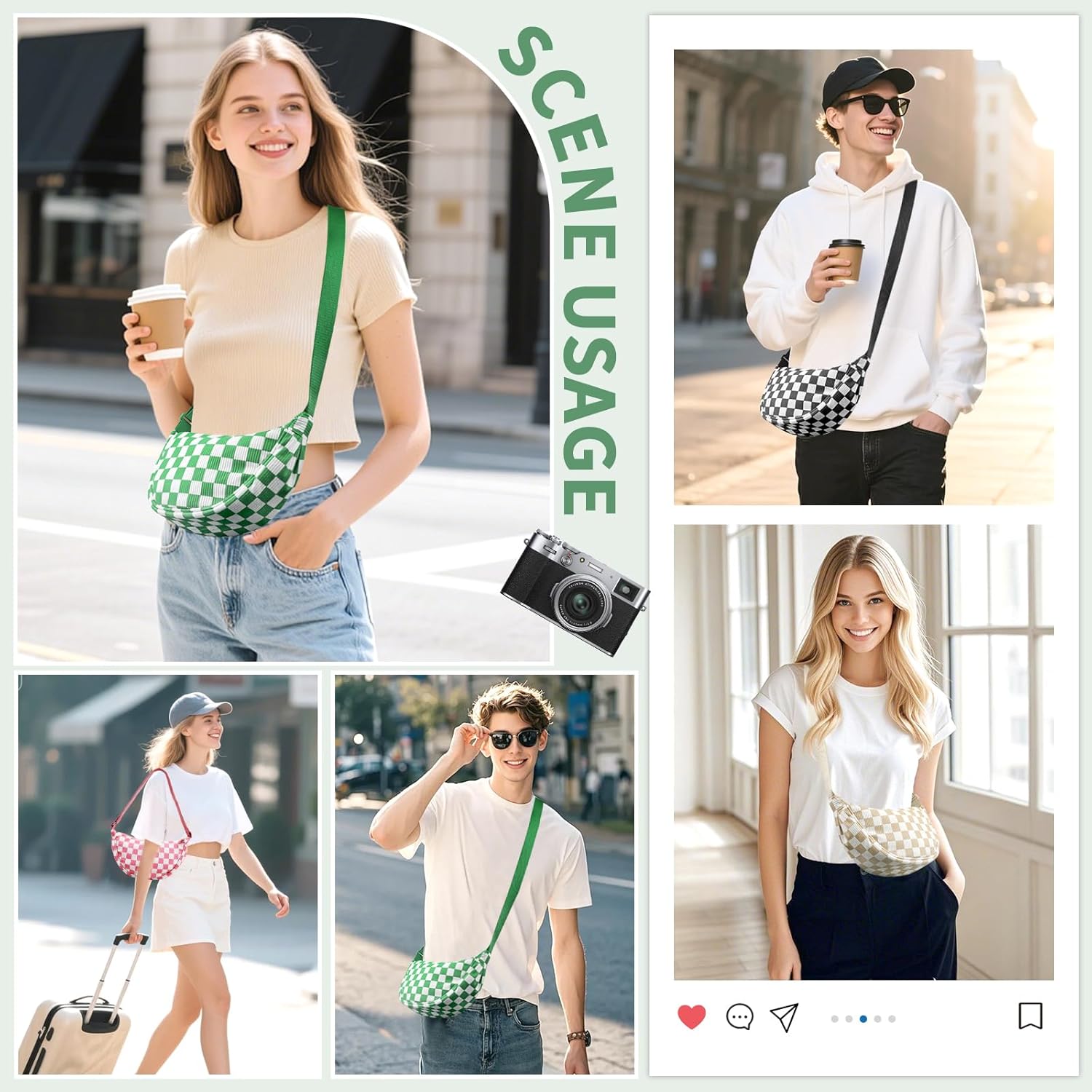 Nylon Crescent Crossbody Bag for Women Purses Trendy Men,Small Travel Sling Bag Hobo - Image 2