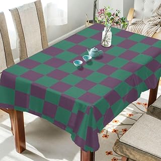 ALAZA Purple Green Checkerboard B Square Tablecloth 60 x 60 Inch Romantic Table Cover Mat Modern Table Cloth for Kitchen Dining Room Party Wedding Home Decoration
