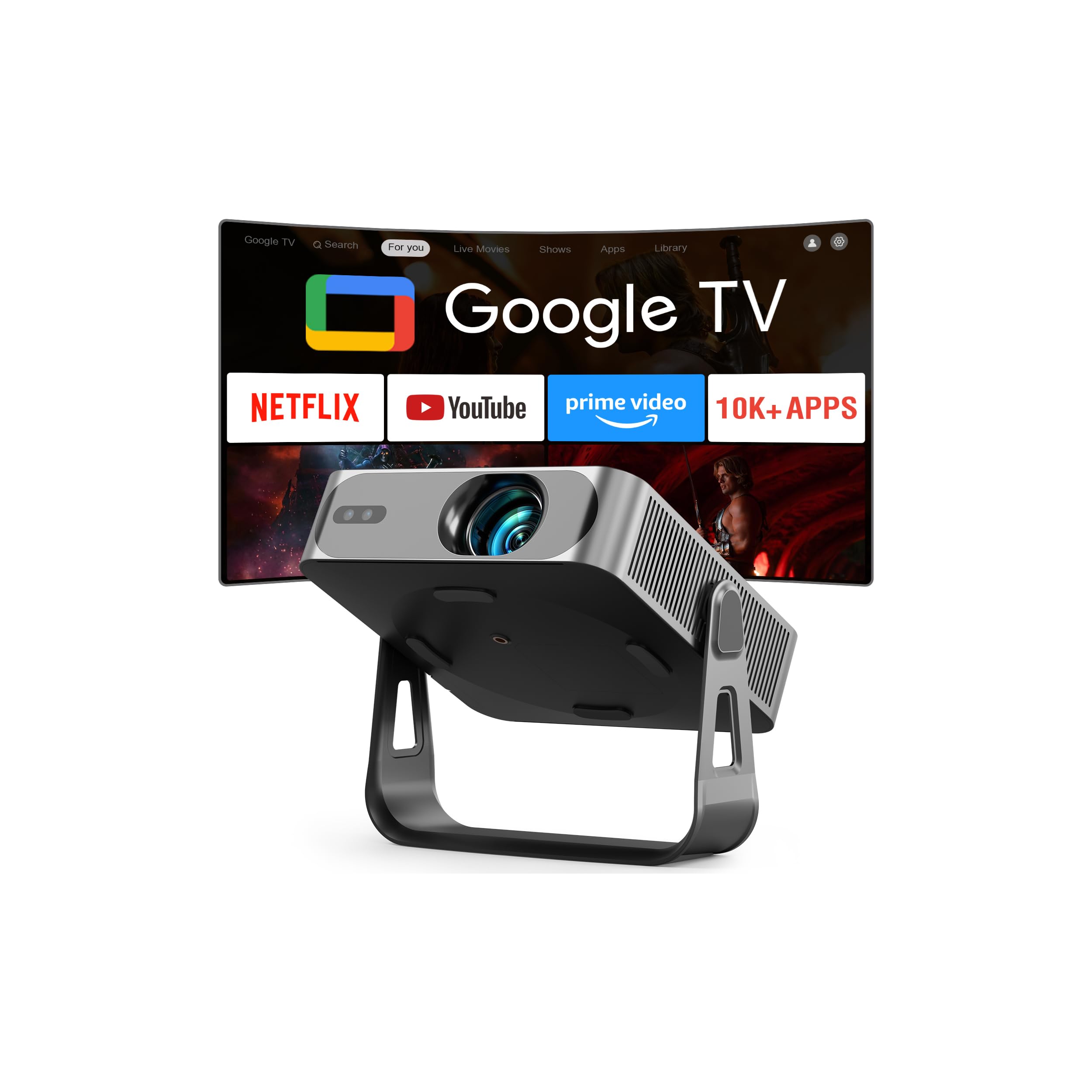 Official Google TV &5000 ANSI- 4K Outdoor Projector with WiFi and Bluetooth