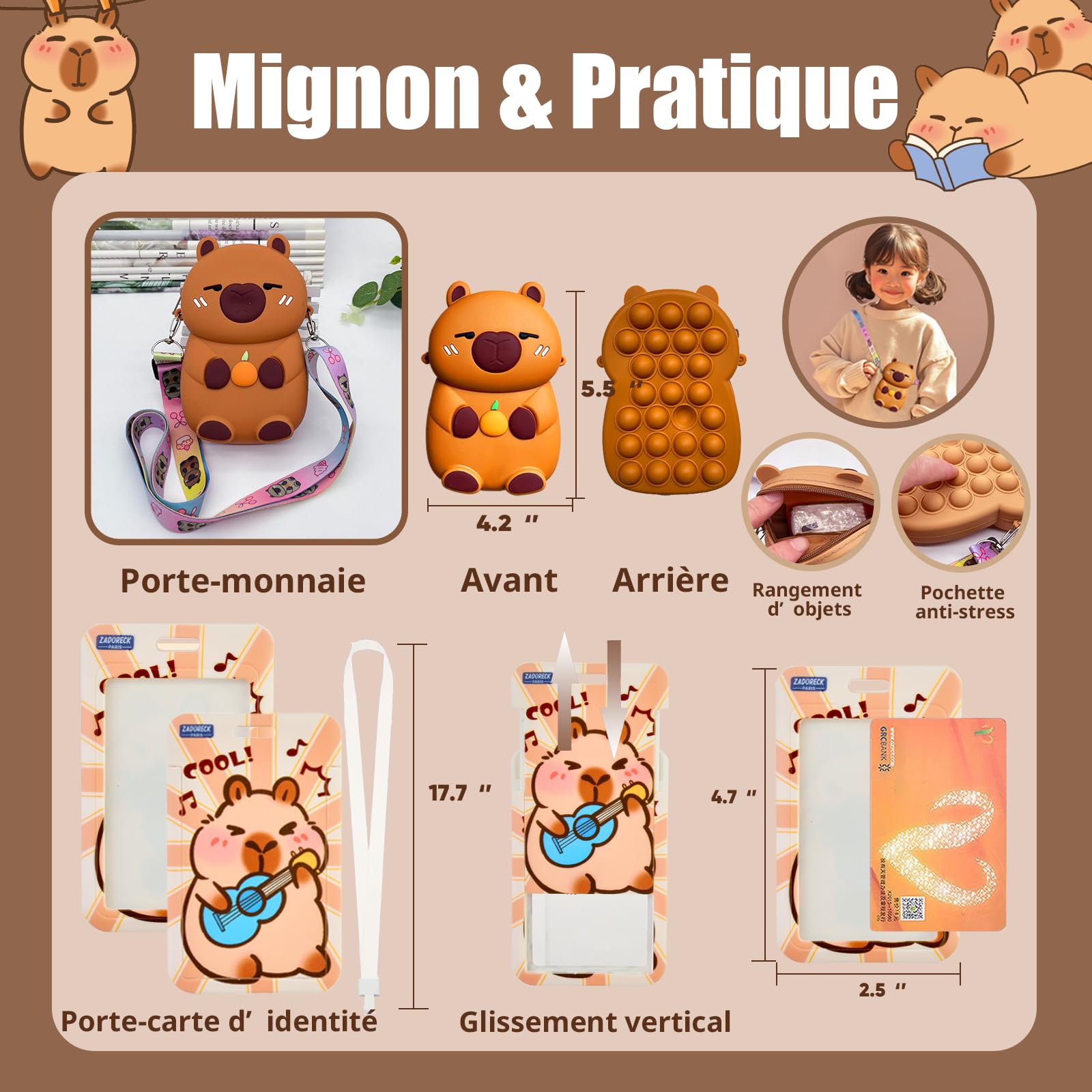 Capybara Ensemble Complet Fournitures Scolaires 30 Pièces Trousse Cadeau Fille Garçon 4-15 Ans