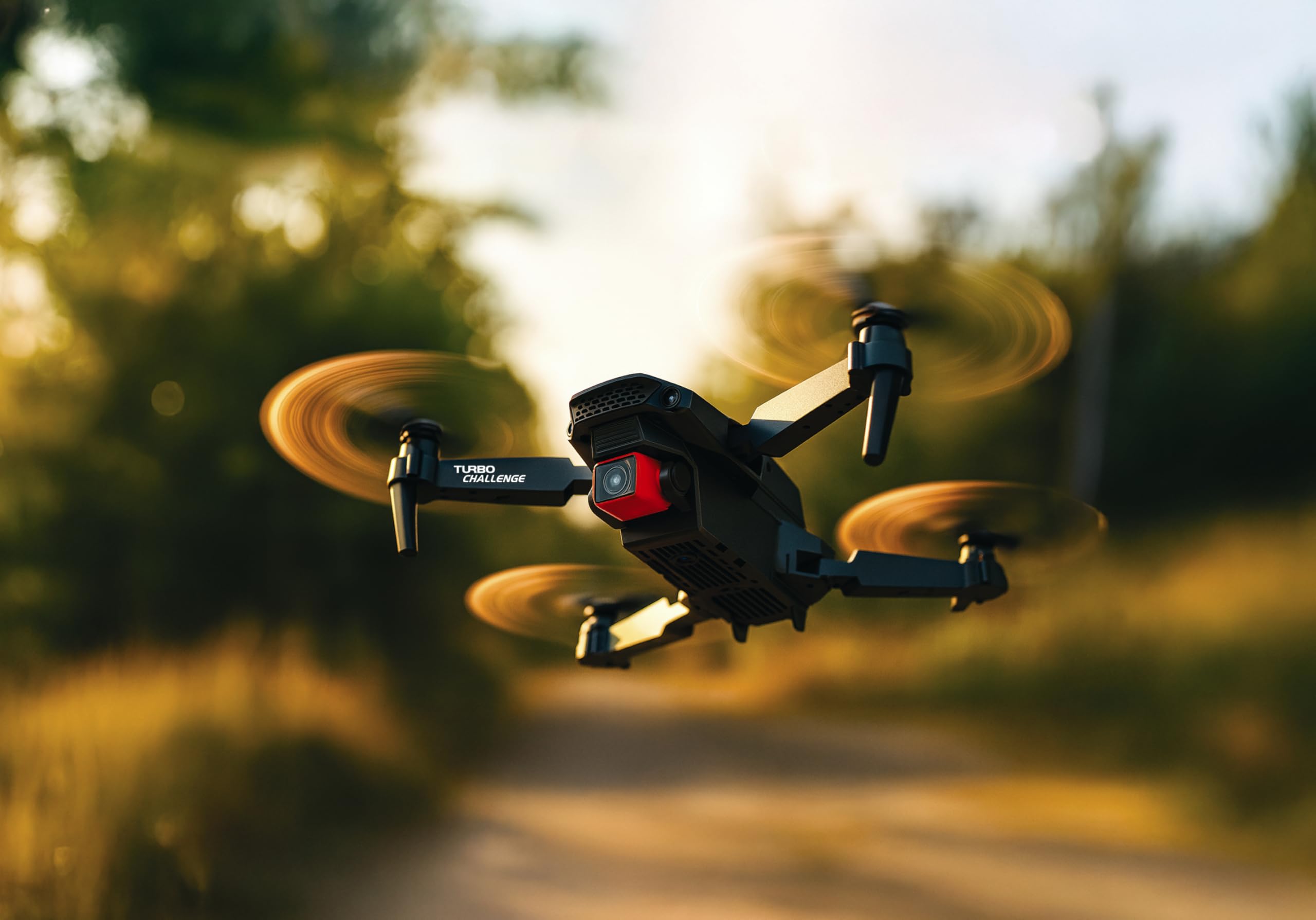 TURBO CHALLENGE - Drone - Quadricoptère - 400329 - Dispositif Volant - Noir - 2 Batteries Rechargeables - Cadeau - Anniversaire - Vidéo - Photo - Radiocommandé - Ecran Intégré - À Partir de 14 Ans
