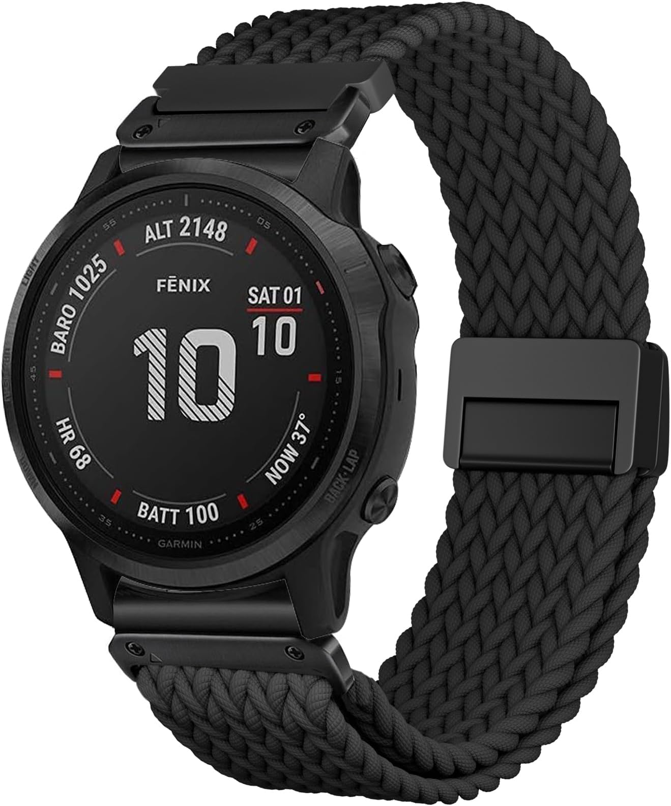 Quick Fit Braided Watch Bands Compatible with 20mm Garmin Fenix 8 43mm/ Fenix 7S/ Fenix 6S/ Fenix 5S /epix Pro 42mm, Magnetic Stretchy Nylon Elastic Fabric Strap for Garmin Approach S70 42mm