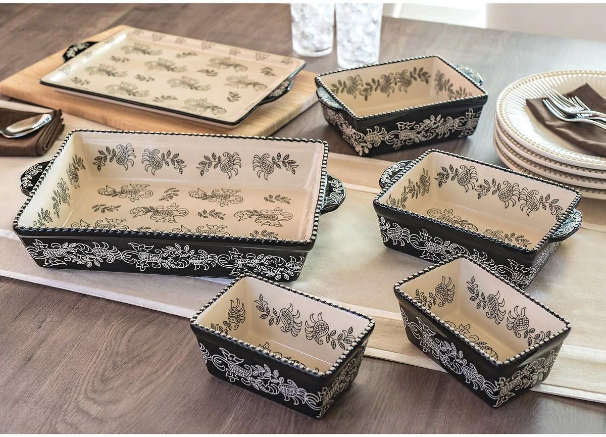 Baum Dishwasher Safe Ceramic Serveware/Bakeware in Black, 6-Piece Oven-to-Table Set that's Designed to Make Gatherings Easy and Breezy, Perfect for the Holidays or Everyday Use