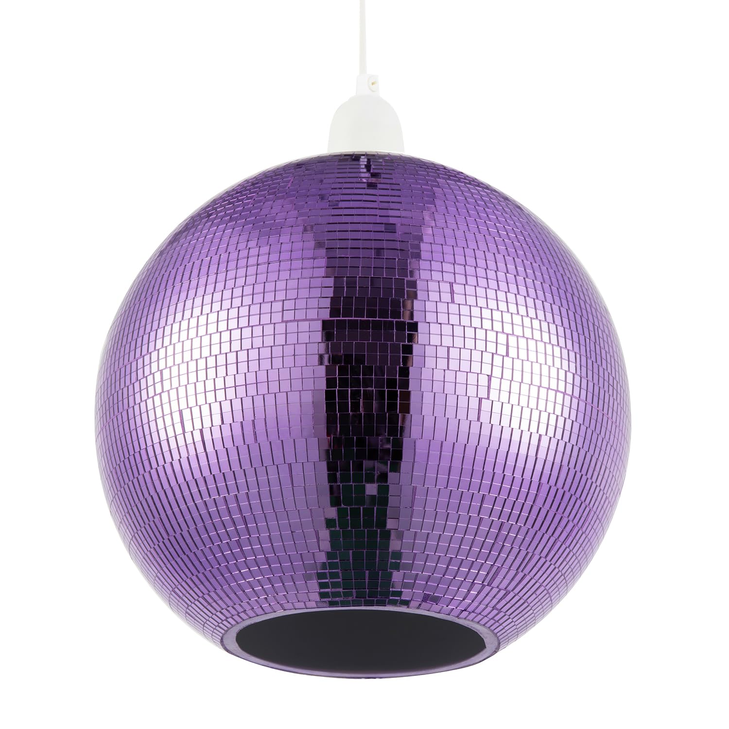 Shiny Disco Mosaic Ball Pendant Shade in Vibrant Purple Mirrored Tiled | Unique Vintage Retro Style | 25cm Diameter | Handmade Piece by Happy Homewares