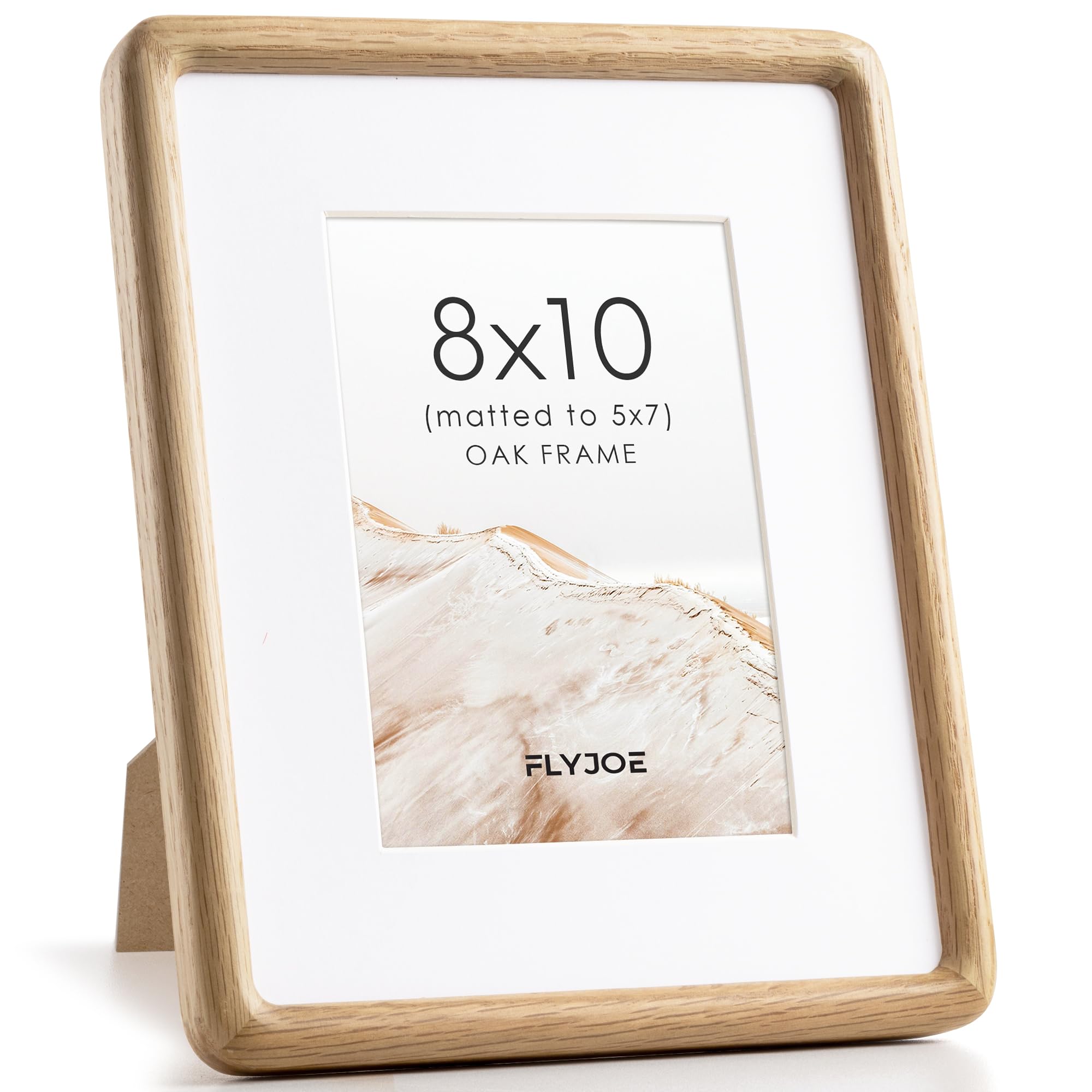 8x10 Picture Frame, Natural Solid Oak Wood Photo Frame, Rounded Corner
