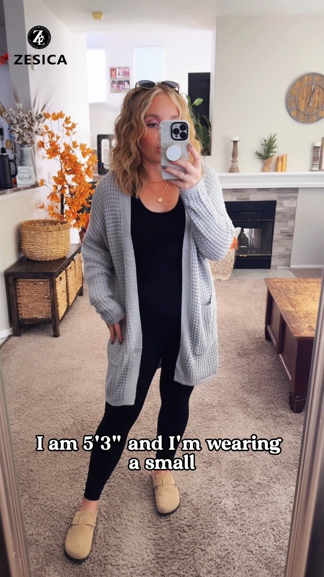 ZESICA Women's Fall 2025 Long Batwing Sleeve Open Front Chunky