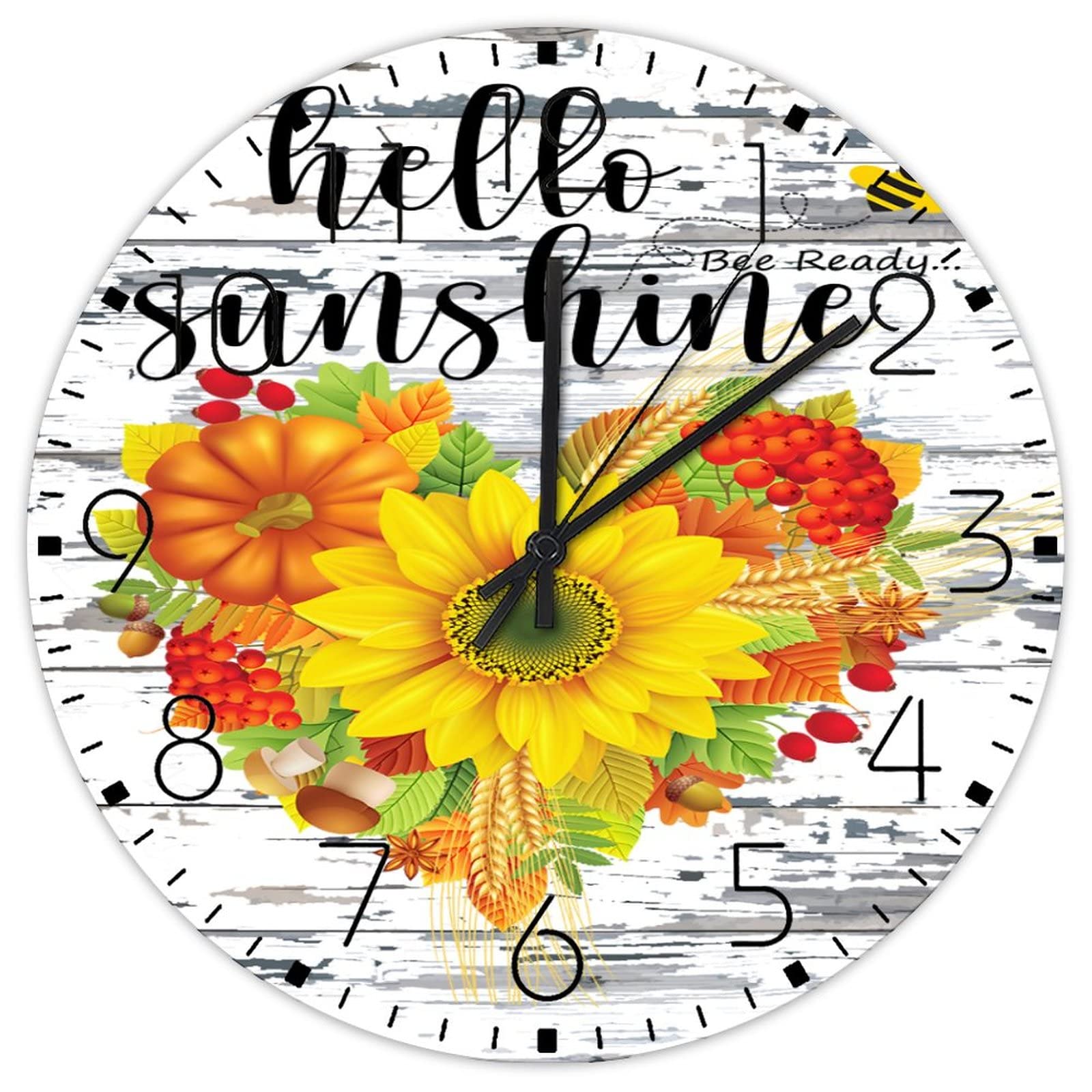 Horloge murale en bois suspendre Hello Sunshine pour une ambiance chaleureuse