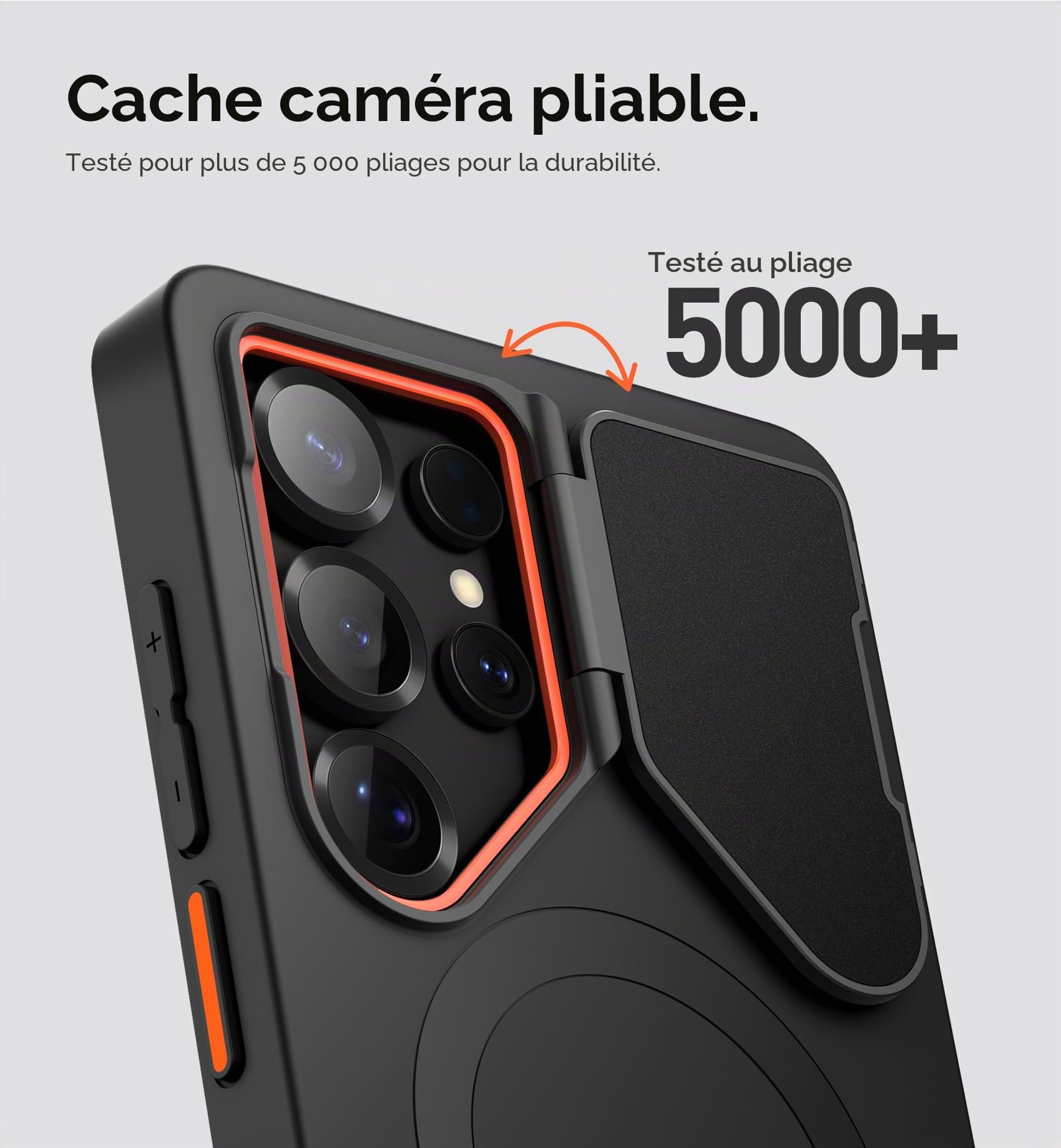 SURITCH Magnétique Coque Compatible avec Samsung Galaxy S26 Ultra avec Couvercle de Caméra et Support Métallique Résistante aux Chocs Housse de Protection-Noir