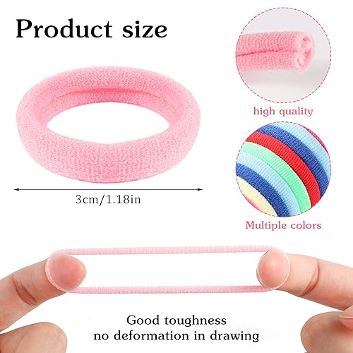 Vista 2 de Juego de 200 ligas para el cabello multicolor sin costuras para niñas, pulseras de telar para niños pequeños, kit de bricolaje