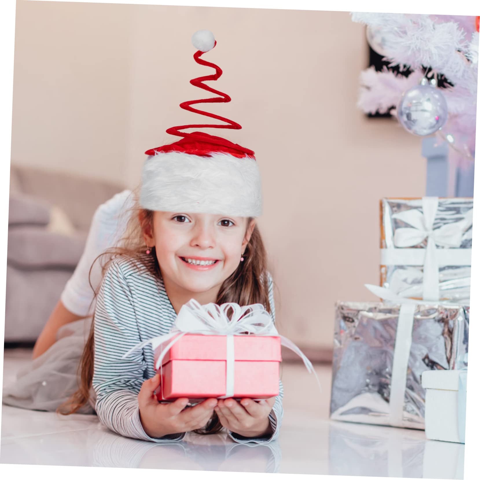 5 Uds Sombrero De Primavera De Navidad Divertido Sombrero De Navidad De Papá Noel Con Resorte De Bobina Diseño Elástico De De Elfo De Papá Noel