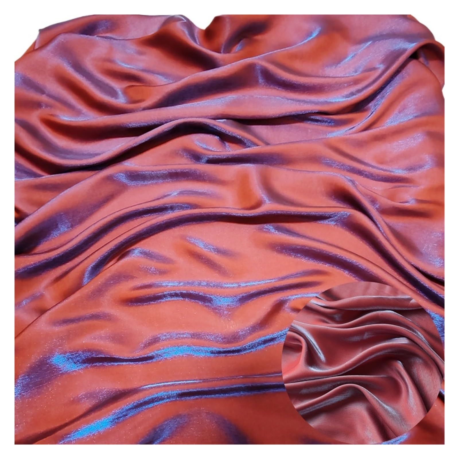Silky Satin Fabric， Satin Fabric Multicolor 100x150cm for Skirts, Bridal Veil, Prom Gown Sewing(Red Blue)