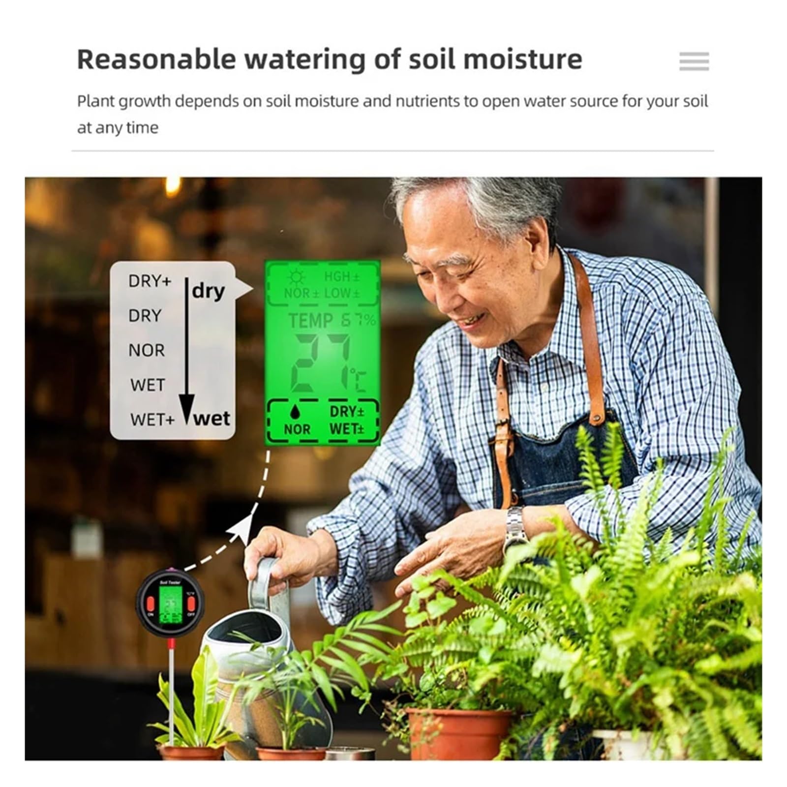 Tester Di Acidità Del Suolo Sensore Umidità Phmetro Nero 5 In 1 For Piante Fiori Attrezzo Da Giardino Letture Precise