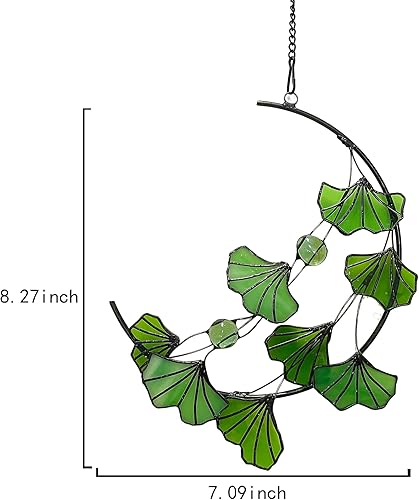 Miniatura 5 de Galag Atrapasoles de vidrio de colores - Kit para colgar ventanas de cristal, atrapasoles, planta de ventana de interior, hoja de ginkgo para