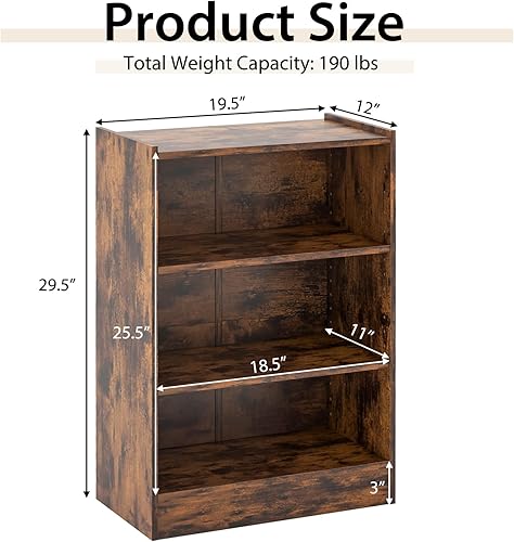 Miniatura 3 de Tangkula Estantería de 3 niveles, estantería abierta de pie con estantes ajustables de 18 posiciones, dispositivo anti-caída, almacenamiento moderno