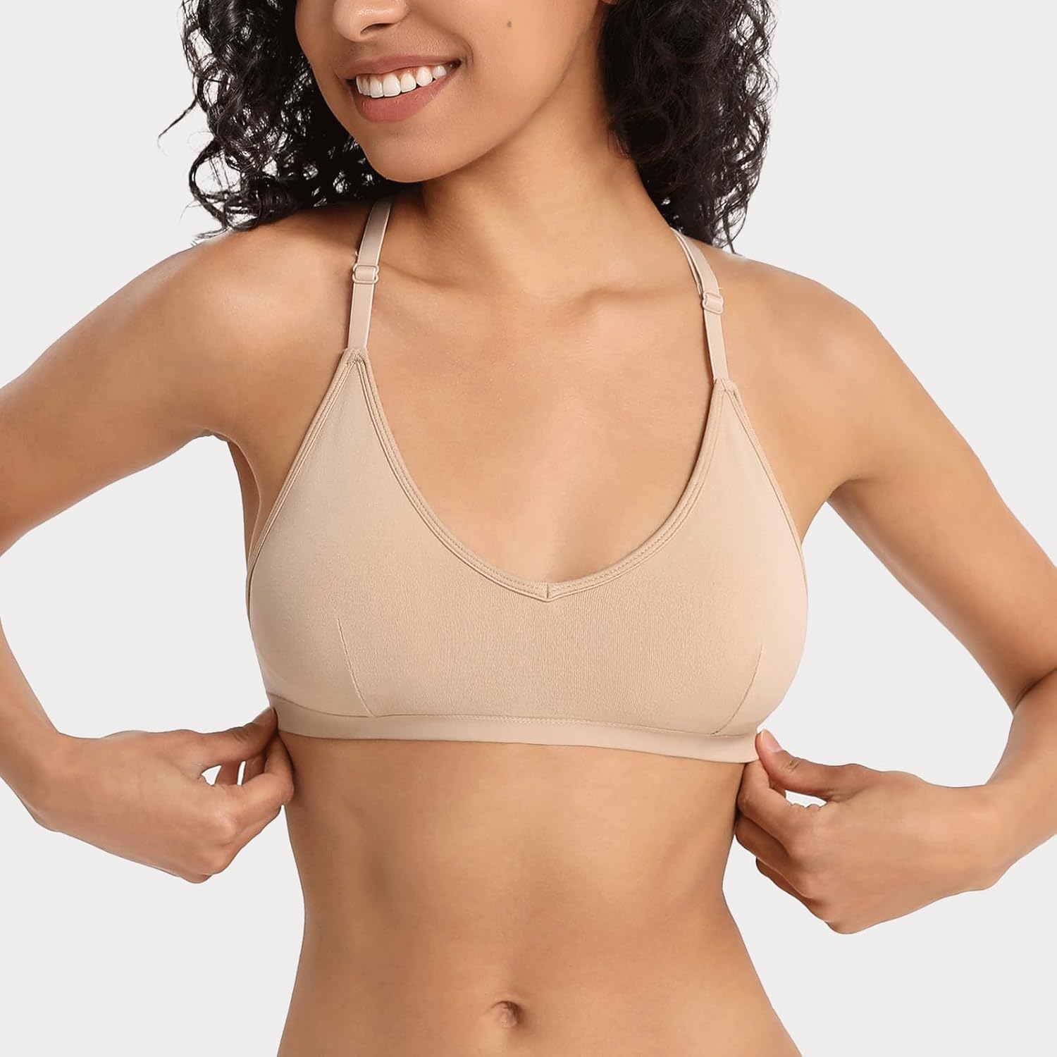 INIBUD Sports Bras for Women Racerback Triangle Padded Bralette Y Back Seamless Bra No Underwire V Neck Wireless - Image 5