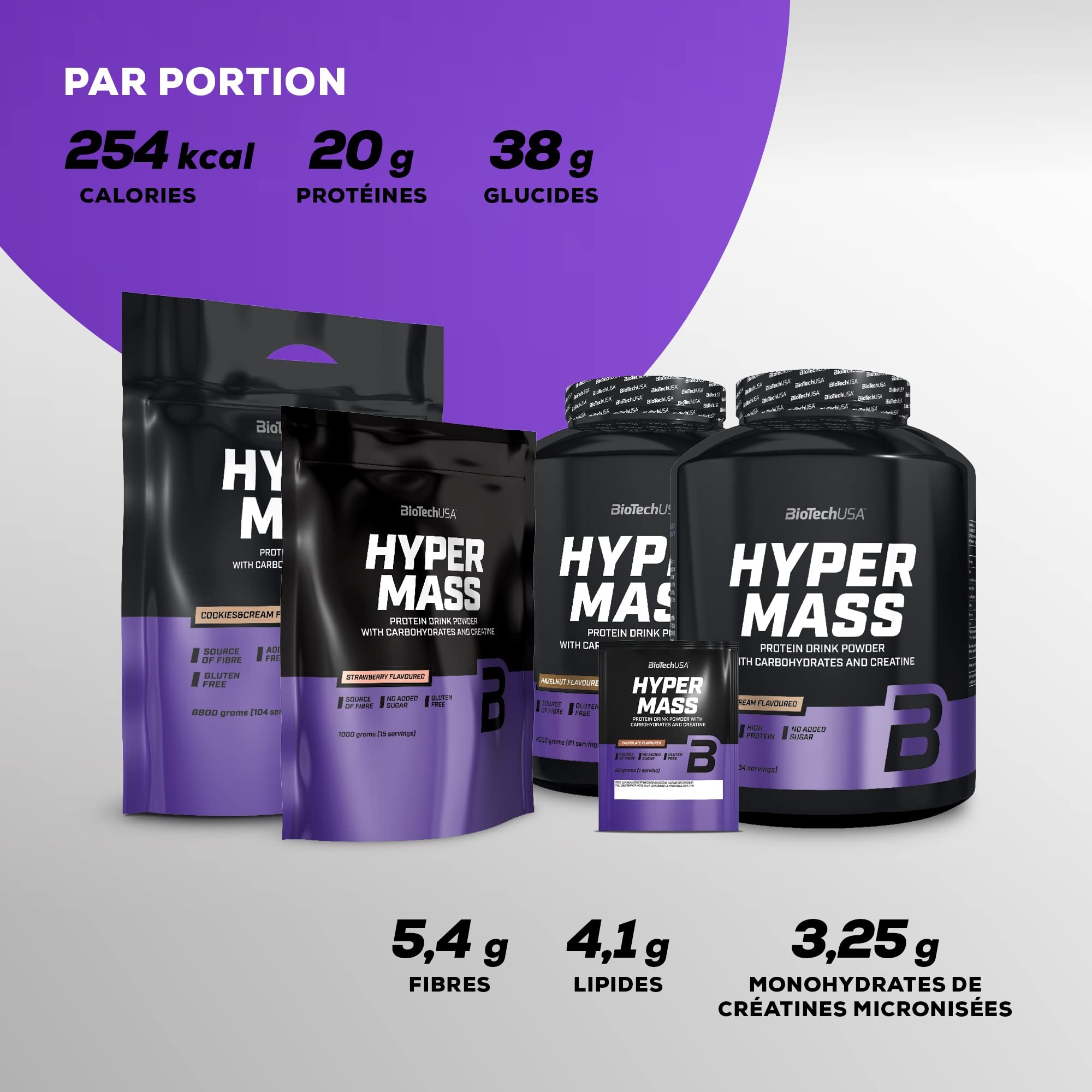 BioTechUSA Hyper Mass | Prise de masse avec mélange de glucides et de protéines | Créatine micronisée | Sans gluten, 1 kg, Chocolat
