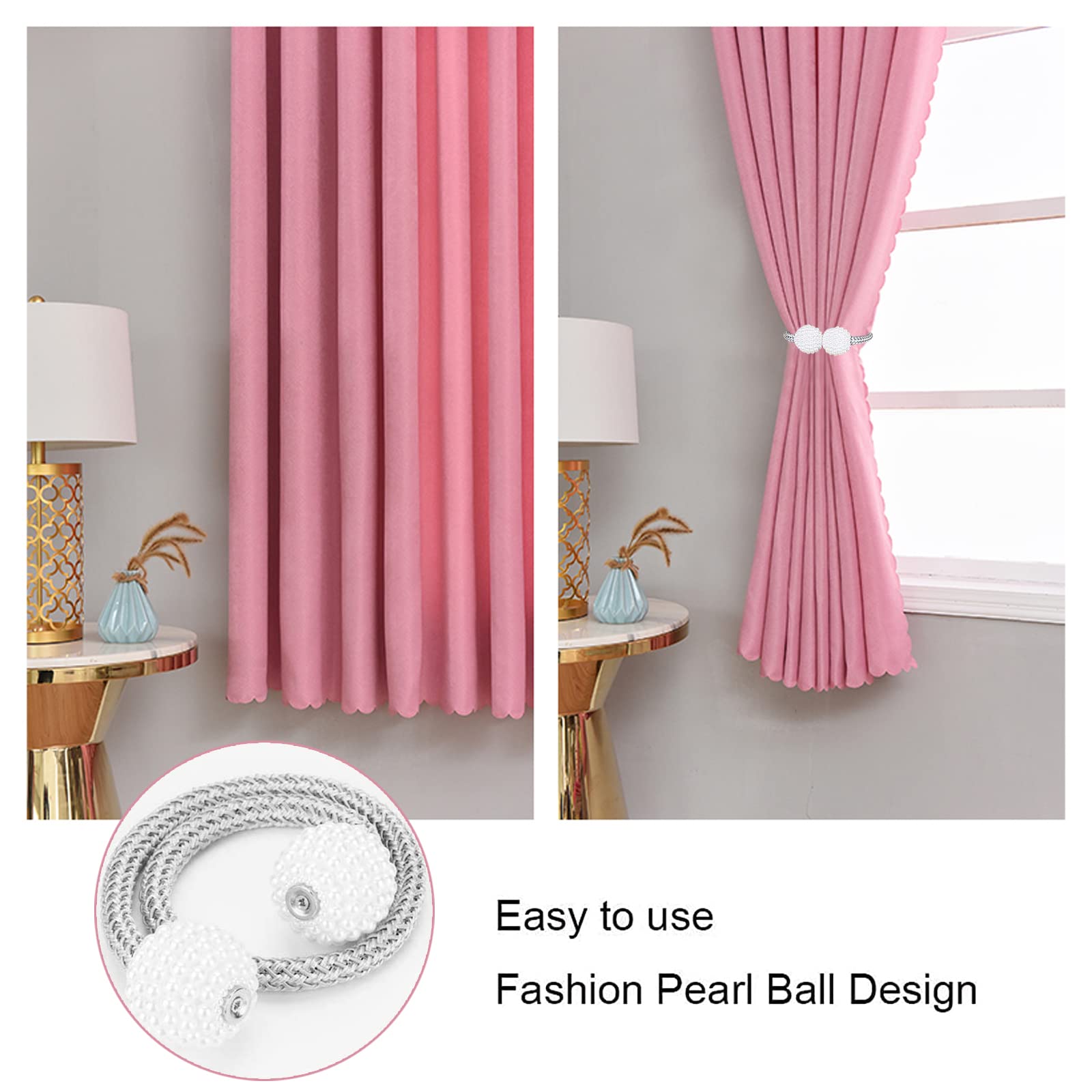 JUKOTA 2 Pièces Embrasses Rideaux Magnétiques,Attache De Rideau